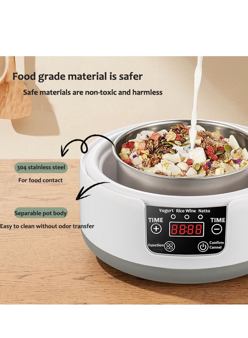 Furtey Yogurt Maker, Yogurt Maker with Stainless Steel Inner Tank and 5 Glasses, Great for Home Organic Yogurt, Rice Wine, Natto Maker, BPA Free - Image 3