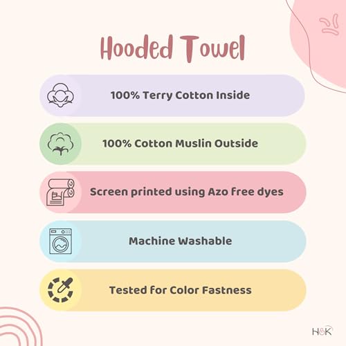 haus & kinder Terry Muslin Hooded Baby Towel | Soft & Absorbent Baby Bath Towel for Newborns & Infants (0–12 Months), 80 X 80 Cm, Red, Gentle On Skin, Quick Dry, Unisex, Butterfly Garden Design - Image 3