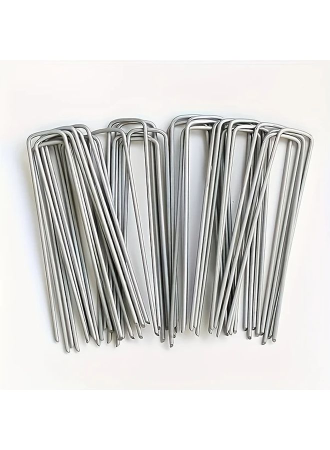U Shaped Ground Nails 10 Pieces Reusable Camping Tent Stakes Rustproof Garden - Image 1