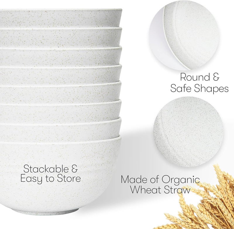 SWEVEN Wheat Straw Dinnerware Sets | Unbreakable Dinnerware Sets | Dishwasher Microwave Safe Dinnerware | Eco Friendly Non Breakable Dinnerware Sets | RV Outdoor Camping (White, Service for 8 (32 pcs)) - Image 3