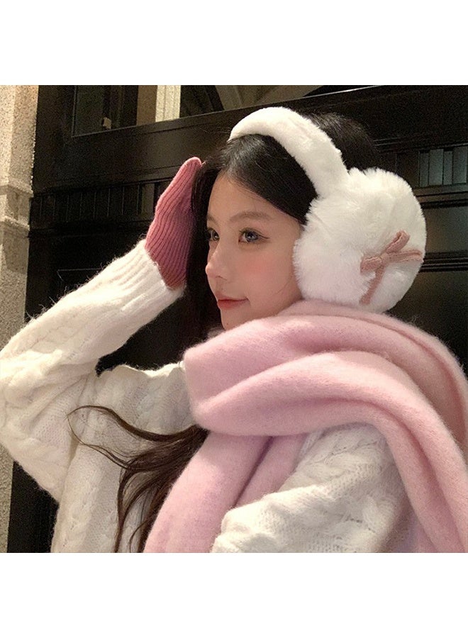 YJ Women’s Foldable Winter Earmuffs Made of Soft Faux Fur with an Elegant Feminine Design Decorated with a Cute Pink Bow, Providing Warmth and Excellent Ear Protection - Image 5