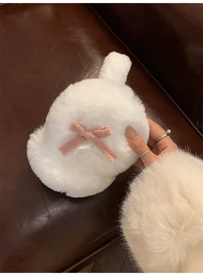 YJ Women’s Foldable Winter Earmuffs Made of Soft Faux Fur with an Elegant Feminine Design Decorated with a Cute Pink Bow, Providing Warmth and Excellent Ear Protection - Image 2