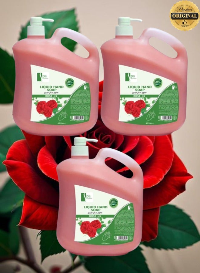 سبا سيستم 3 قطع صابون سائل لليدين برائحة الورد 4.2 لتر - Image 1