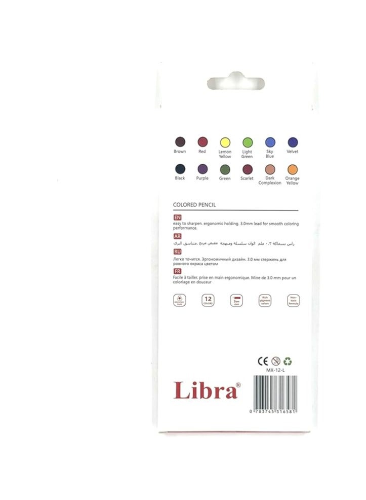 Libra Coloured Pencils – 12-Pack, 0.30mm Fine Lead, Smooth & Easy Colouring  - Image 2