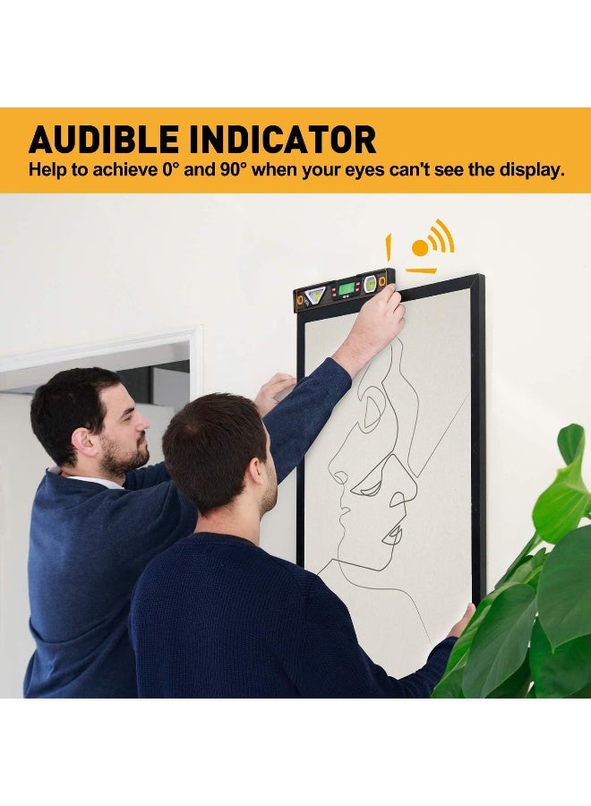 PREXISO Digital Level, 11.5'', Angle Slope with LCD Display, 360° Electronic Bubble Inclinometer, Vertical & Horizontal Spirit Bubble for Construction Carpenter Craftsman Renovation Home Professional - Image 4