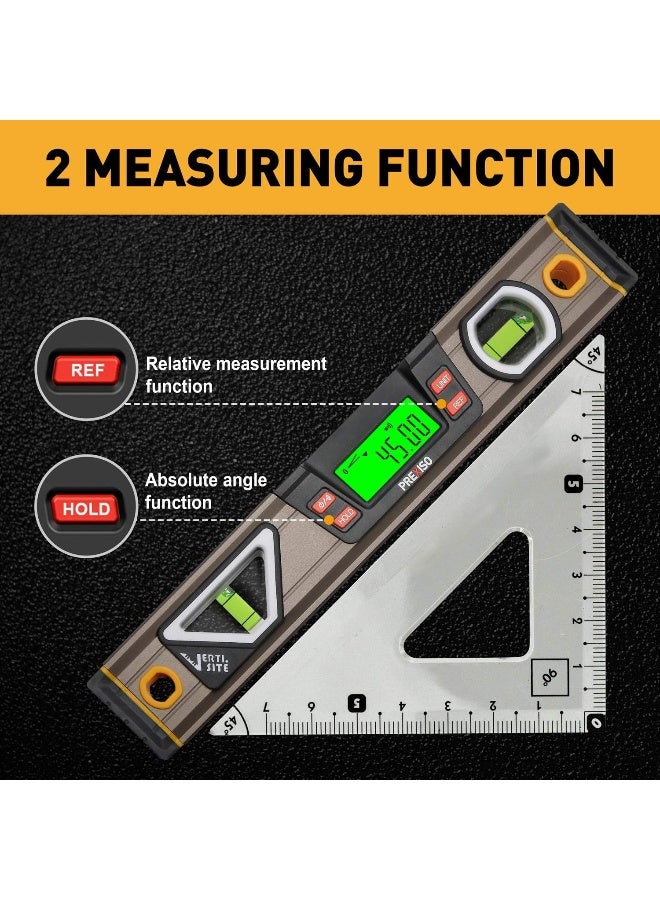PREXISO Digital Level, 11.5'', Angle Slope with LCD Display, 360° Electronic Bubble Inclinometer, Vertical & Horizontal Spirit Bubble for Construction Carpenter Craftsman Renovation Home Professional - Image 3