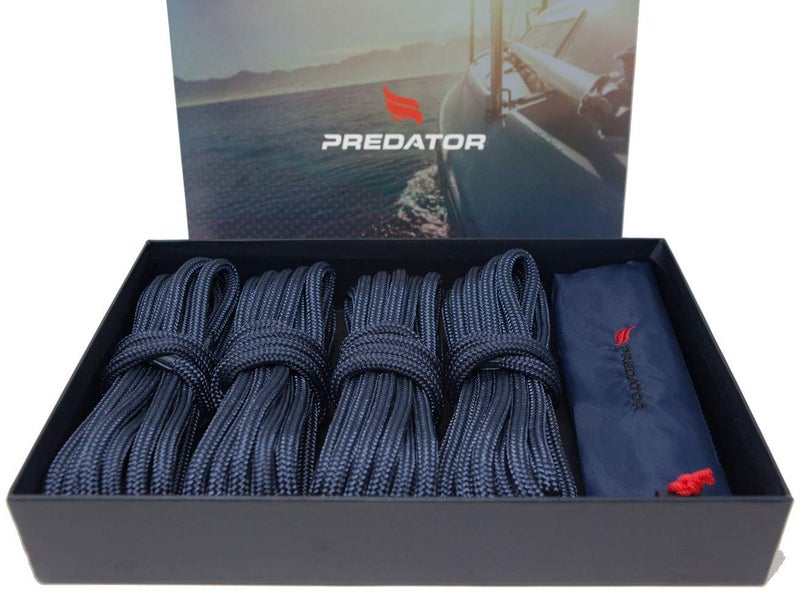 Predator NZ Hi-Performance Dock Lines Bag Set | 3/8" x 15' Double Braided Nylon Dock Line with 12 Inch Eyelet | Ropes for Boats (Navy Blue) - Image 1