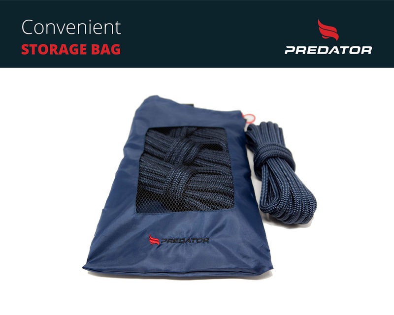 Predator NZ Hi-Performance Dock Lines Bag Set | 3/8" x 15' Double Braided Nylon Dock Line with 12 Inch Eyelet | Ropes for Boats (Navy Blue) - Image 4