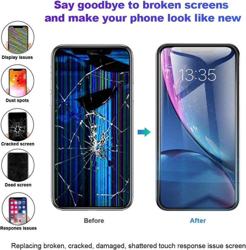 EFAITHFIX Store for iPhone XR LCD Screen Replacement 6.1 Inch Frame Assembly Display and 3D Touch Screen Digitizer with Repair Tools Kit for A1984/A2105/A2106/A2108 with Waterproof Adhesive Tempered Glass - Image 5
