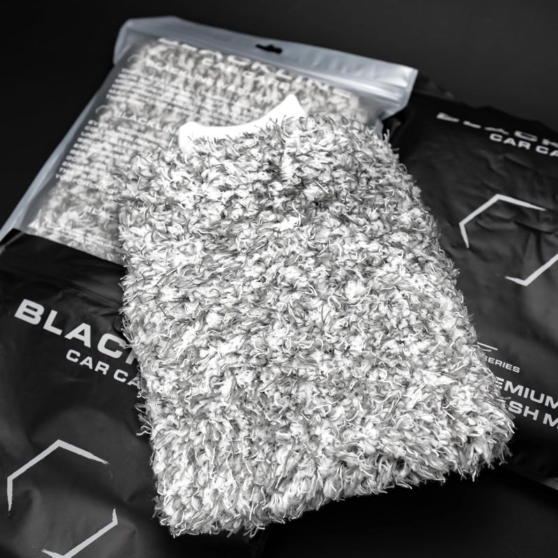 Blackline Microfiber Automotive Wash Mitt Premium Scratch Free Wash Mitt for Car CleaningCar Detailing Accessory Works with Bucket Car Shampoo or Foam Cannon 7030 Microfiber Blend 9x11 - Image 2