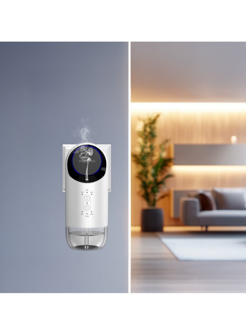 porodo Lifestyle Wall Plug-In Essential Oil Diffuser 120mL / Waterless Diffusion / Adjustable Mist Timer / Air Diffuser / Refill Indicator Light - White  - Image 4