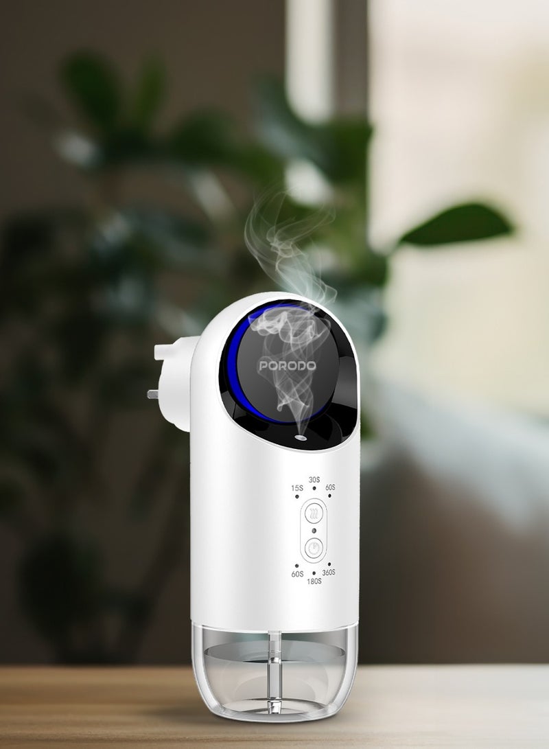 porodo Lifestyle Wall Plug-In Essential Oil Diffuser 120mL / Waterless Diffusion / Adjustable Mist Timer / Air Diffuser / Refill Indicator Light - White  - Image 5