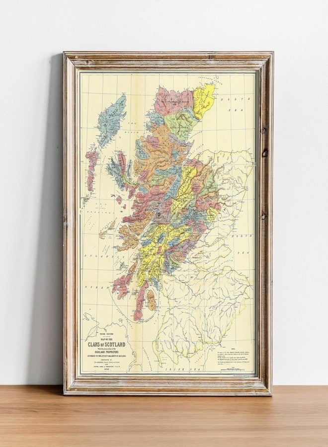 ArtCantHurtU Scottish Gifts - Clan Map of Scotland 1587-1594 - Locations Landowner Highland Published 1899 -History Poster - Wall Art Print Decor - Unframed Reproduction Campbell Raeburn Macgregor Maclaren Murray Keith Buchanan and more. (23"x30") - Image 1