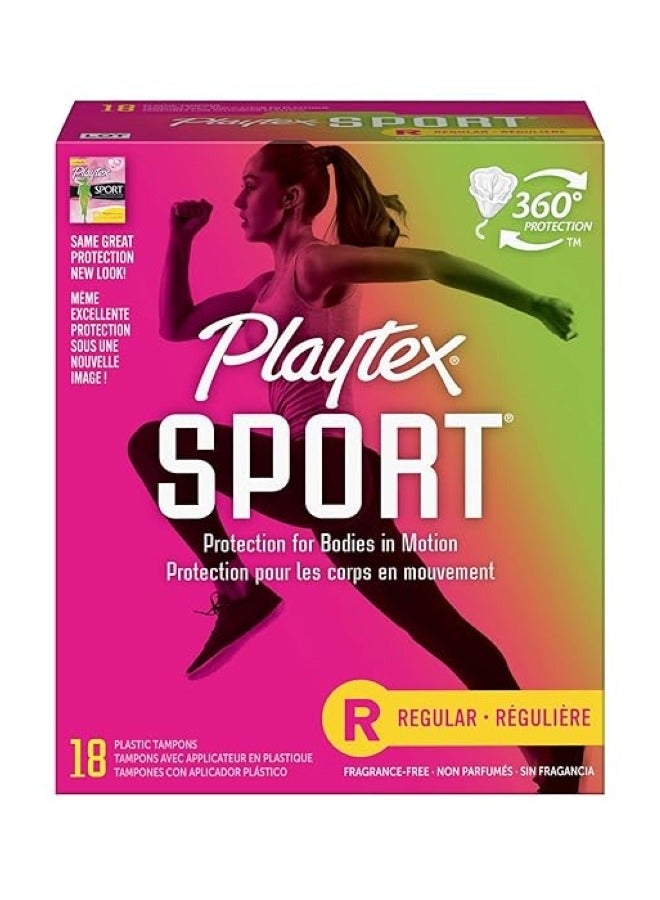 playtex Sport Tampons Regular Unscented 18 Pieces Pack - Image 1