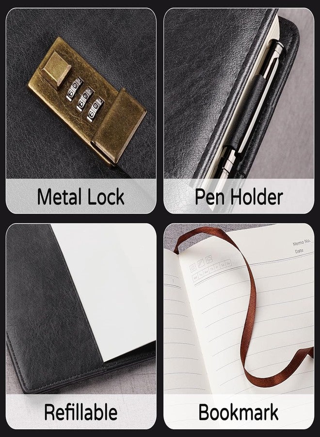 PiyuBind Diary with Lock A5 PU Leather 240 Pages, Vintage Lock Journal with Pen & Gift Box, Lockable Diary for Women and Men, 8.6 x 5.8 Inches (Black) - Image 5