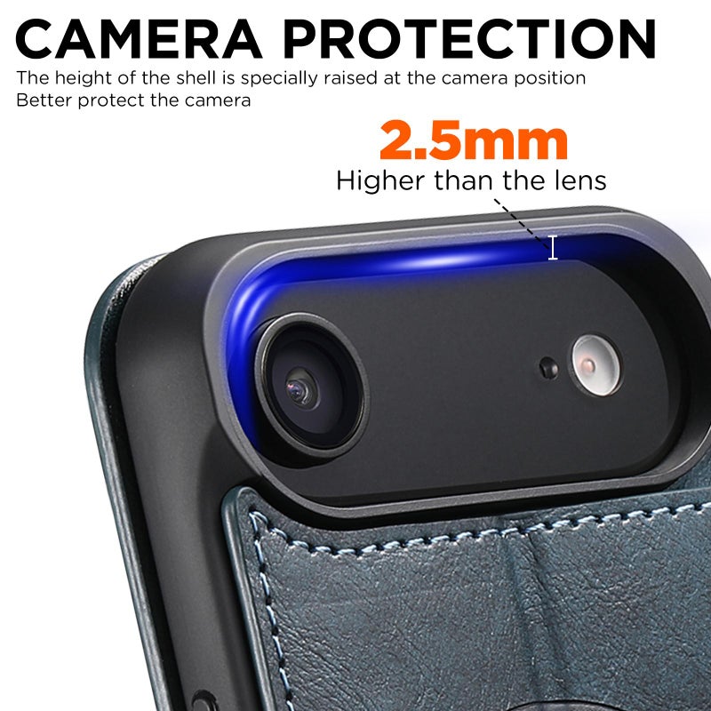 Suteni For Iphone Air J05 Leather Magnetic Magsafe Phone Case(Blue) - Image 3