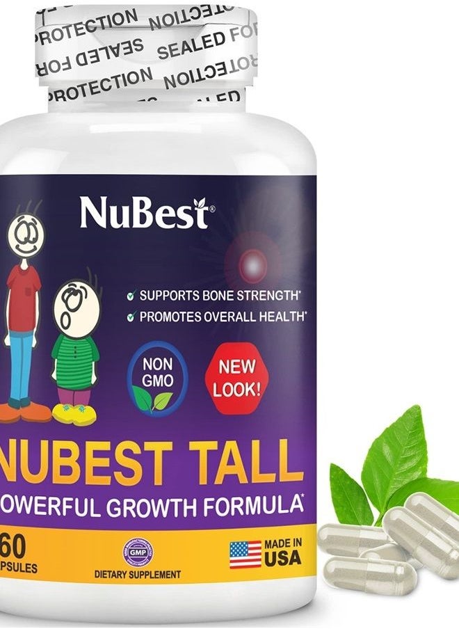 NuBest - Tall - Advance Healthy Height Supplement - Grow Taller Naturally, Height Increase Formula for Children (5+) & Teens Helps Maximum Height Potential - 60 Capsules | 1 Month Supply - Image 1