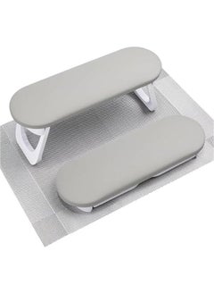HOOKOR Durku Nail Arm Rest, Foldable PU Leather Nail Hand Rest For Manicure, with Soft Nail Mat for Table, Soft Hand Rest for Acrylic Nails/Nail Hand Pillow for Manicure Salon Use (Gray)  - Image 1