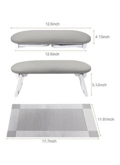 HOOKOR Durku Nail Arm Rest, Foldable PU Leather Nail Hand Rest For Manicure, with Soft Nail Mat for Table, Soft Hand Rest for Acrylic Nails/Nail Hand Pillow for Manicure Salon Use (Gray)  - Image 2
