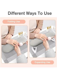 HOOKOR Durku Nail Arm Rest, Foldable PU Leather Nail Hand Rest For Manicure, with Soft Nail Mat for Table, Soft Hand Rest for Acrylic Nails/Nail Hand Pillow for Manicure Salon Use (Gray)  - Image 3