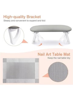 HOOKOR Durku Nail Arm Rest, Foldable PU Leather Nail Hand Rest For Manicure, with Soft Nail Mat for Table, Soft Hand Rest for Acrylic Nails/Nail Hand Pillow for Manicure Salon Use (Gray)  - Image 4