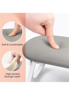 HOOKOR Durku Nail Arm Rest, Foldable PU Leather Nail Hand Rest For Manicure, with Soft Nail Mat for Table, Soft Hand Rest for Acrylic Nails/Nail Hand Pillow for Manicure Salon Use (Gray)  - Image 5