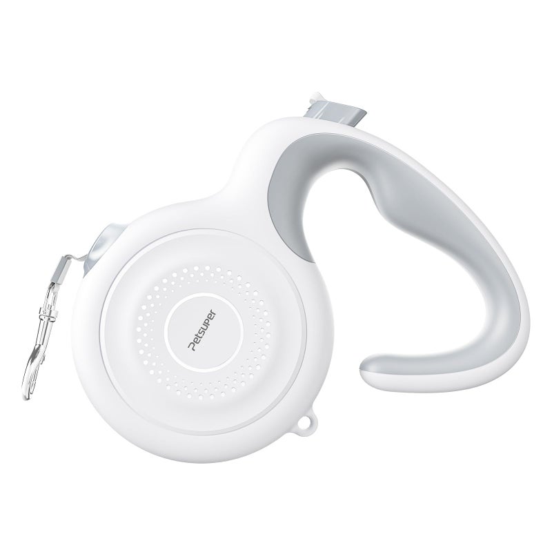 Petsuper AutoBrake Retractable Dog Leash for Medium and Large Dogs, 360Â° Tangle-Free Dog Leash and 16Ft Strong Nylon Tape, Ergonomically Comfortable and Lightweight Grip Handle (White) - Image 1