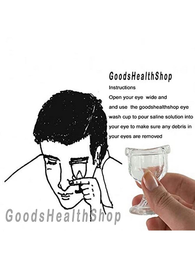 GoodsHealthShop Glass Eye Wash Cup Smooth Edge Eye Wash Cups Eye Shaped Rim Snug Fit (2 Pcs)  - Image 2