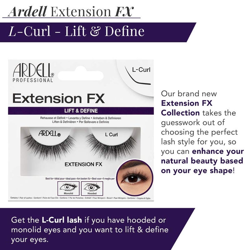 Ardell Lash Extension FX L Curl Lashes â€“ Lift & Define Eyelashes, Natural Lashes for Hooded Eyes, Reusable Eye Lash, 4 Pack - Image 3