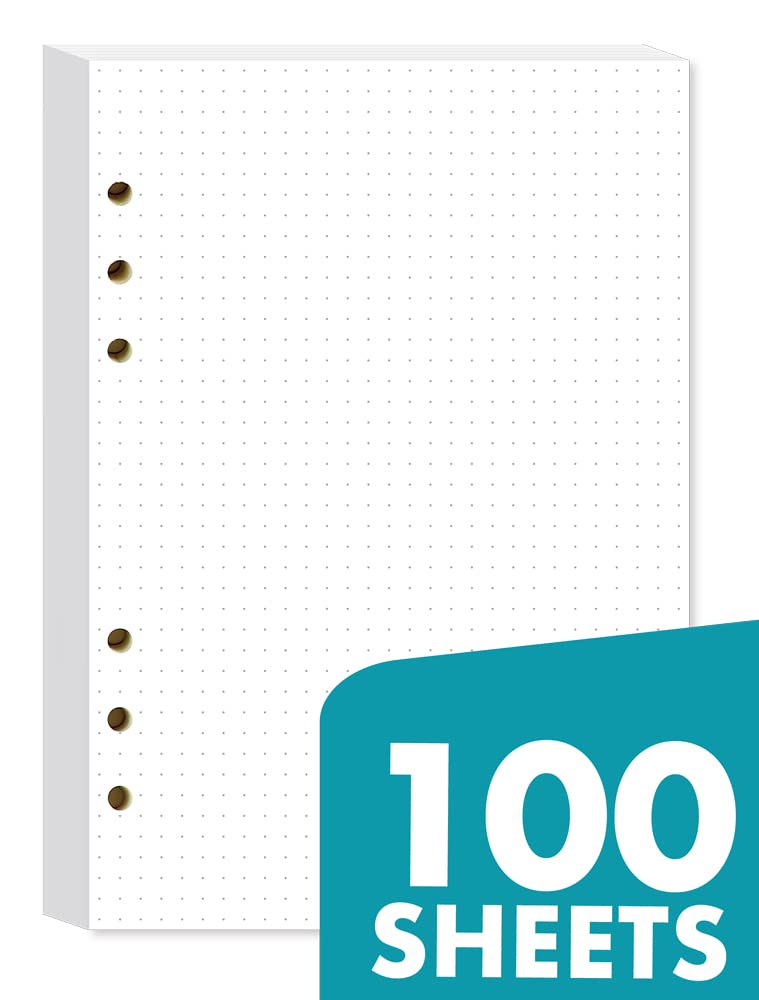 newestor A5 Dot Grid Refill Paper for Filofax Notebook, 6 Holes Punched, Pack of 100 Sheets - Image 2