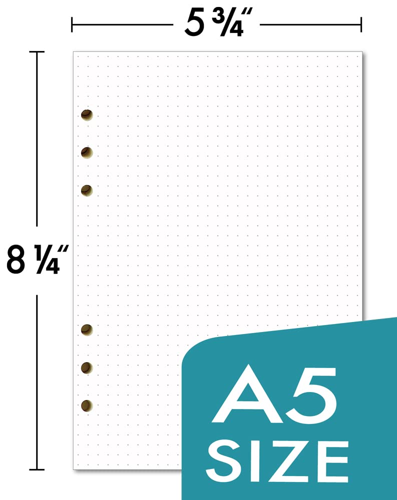 newestor A5 Dot Grid Refill Paper for Filofax Notebook, 6 Holes Punched, Pack of 100 Sheets - Image 3