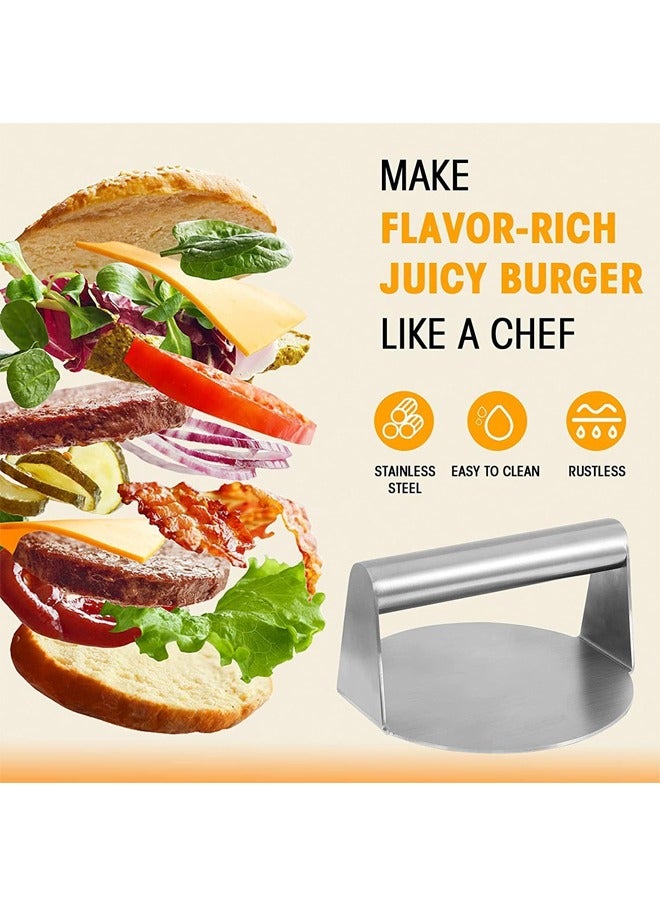 صحافة اللحوم برجر الصحافة مع ورقة برجر باتي جولة 12 سم ، مجموعة من 100 ورقة باتي غير اللاصقة للبرجر الصحافة ، زيغزاغ باتي وخبز الكعكة - Image 3