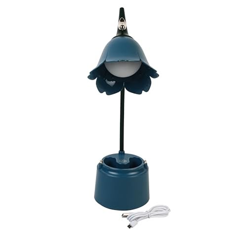 Lexton Flower Bird Table Lamp | Eye Friendly, USB Rechargeable, 3 Color Modes, Touch On/Off Switch, Adjustable Arm, Pen Holder | Suitable for Room Decor, Reading, Office (Pack of 1, Blue) - Image 5