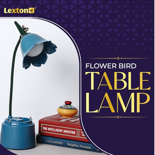 Lexton Flower Bird Table Lamp | Eye Friendly, USB Rechargeable, 3 Color Modes, Touch On/Off Switch, Adjustable Arm, Pen Holder | Suitable for Room Decor, Reading, Office (Pack of 1, Blue) - Image 2