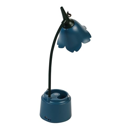 Lexton Flower Bird Table Lamp | Eye Friendly, USB Rechargeable, 3 Color Modes, Touch On/Off Switch, Adjustable Arm, Pen Holder | Suitable for Room Decor, Reading, Office (Pack of 1, Blue) - Image 4
