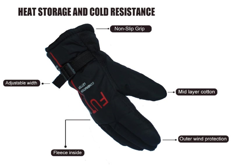 Alexvyan Anti Slip Snow and Wind Proof Soft Warm Winter Gloves for Riding, Cycling, Byke, Bike, Motorcycle for Gents Men Boy (Red) - Image 3