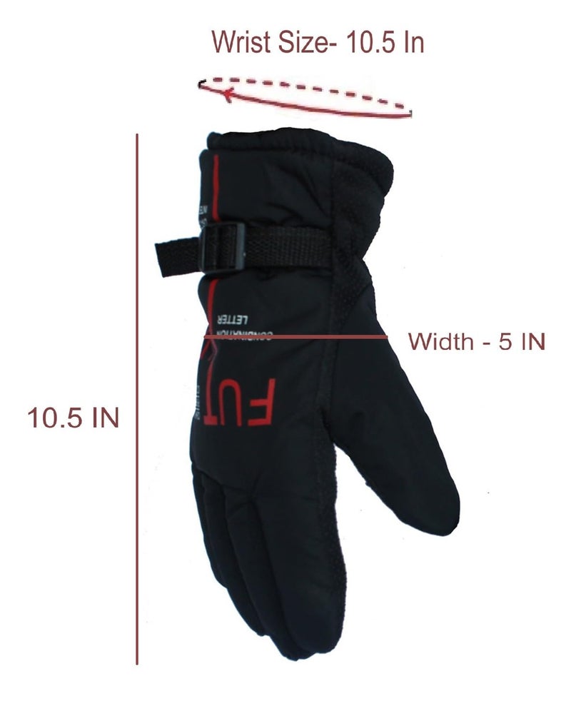 Alexvyan Anti Slip Snow and Wind Proof Soft Warm Winter Gloves for Riding, Cycling, Byke, Bike, Motorcycle for Gents Men Boy (Red) - Image 5