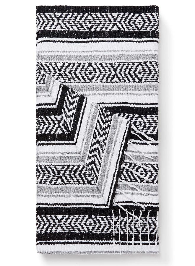 Laguna Beach Textile Company Black and Gray Mexican Blanket by Laguna Beach Textile Co - Beach, Yoga, Camping, or Decorative Throw Blanket - Traditional Handmade Serape - Gray Noir - Image 2
