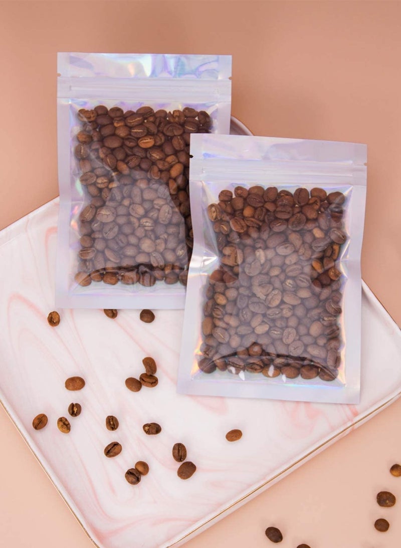 SYOSI 100 قطعة من الأكياس الهولوجرافية، 4 × 6 بوصة أكياس قابلة للإغلاق خالية من الرائحة أكياس قابلة للإغلاق للتغليف أكياس زيبلوك لتغليف أحمر الشفاه أكياس ميلار لتوزيعات الحفلات تخزين الطعام (4 × 6 بوصة) - Image 4