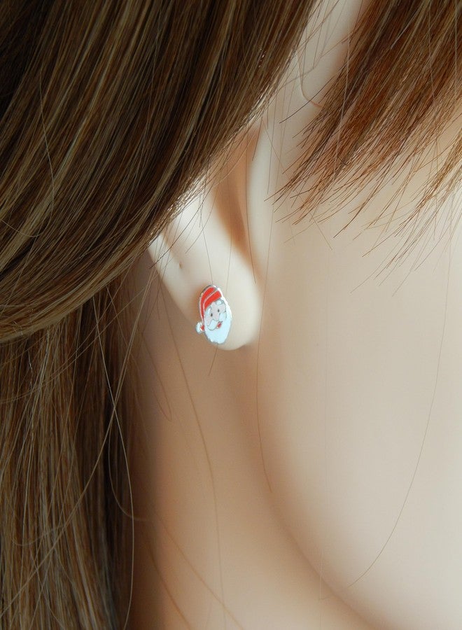 آيسروز أقراط مرصعة بالكريستال على شكل شجرة عيد الميلاد وسانتا كلوز وعصا حلوى، مصنوعة من الفضة الإسترليني عيار 925 (مجموعة من 3 قطع) 28468 - Image 5