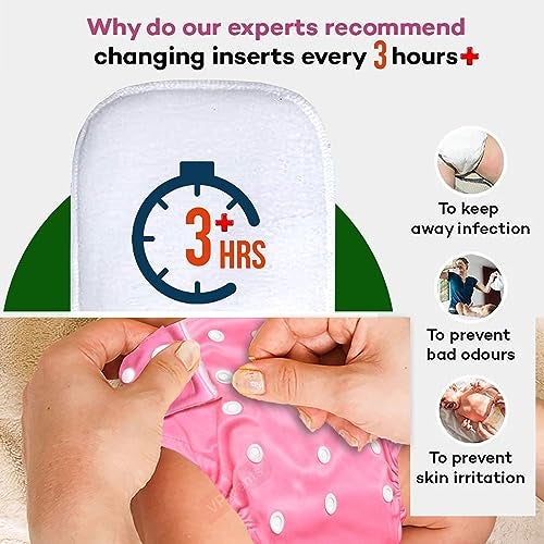 VParents Solid Washable Baby Cloth Diaper Reusable Adjustable Size Waterproof Pocket Cloth Diaper Nappie (With Insert) (Pack of 1) - Image 3