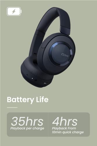Cleer Alpha Noise Cancelling Bluetooth Headphones, 40mm Ironless Driver, Deep Bass Customize EQs, 35Hr Play, Dual-Mic, Clear Calls, Comfort Fit, Bluetooth 5.1, Hi-Res Wireless Headphone, Midnight Blue - Image 3