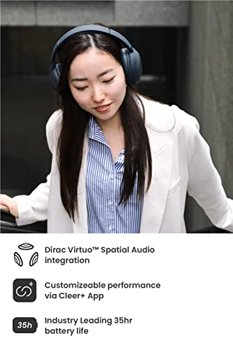 Cleer Alpha Noise Cancelling Bluetooth Headphones, 40mm Ironless Driver, Deep Bass Customize EQs, 35Hr Play, Dual-Mic, Clear Calls, Comfort Fit, Bluetooth 5.1, Hi-Res Wireless Headphone, Midnight Blue - Image 5