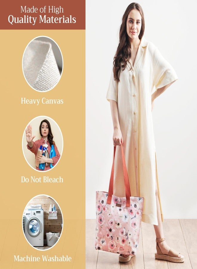 Maison d' Hermine Canvas Tote Bag for Women Cotton Canvas Reusable Shoulder Grocery Bags Bulk with Handles for Shopping Travel Holiday Mom Work Beach Lunch Men Perfect for Gift (Pale Garden) - Image 3