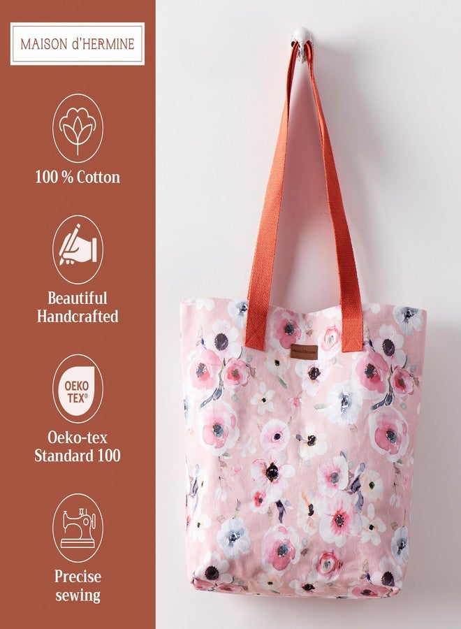 Maison d' Hermine Canvas Tote Bag for Women Cotton Canvas Reusable Shoulder Grocery Bags Bulk with Handles for Shopping Travel Holiday Mom Work Beach Lunch Men Perfect for Gift (Pale Garden) - Image 2