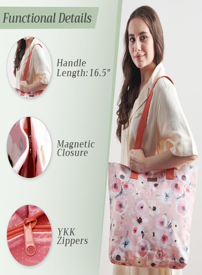 Maison d' Hermine Canvas Tote Bag for Women Cotton Canvas Reusable Shoulder Grocery Bags Bulk with Handles for Shopping Travel Holiday Mom Work Beach Lunch Men Perfect for Gift (Pale Garden) - Image 4