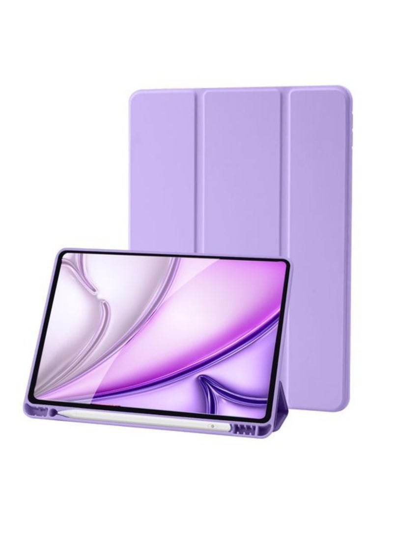 حافظة لجهاز iPad الجيل السابع مقاس 10.2 بوصة، لون بنفسجي فاتح - غطاء بلاستيكي نحيف مقاوم للصدمات من البولي يوريثان مع حامل مغناطيسي، حافظة حماية متينة للجهاز اللوحي