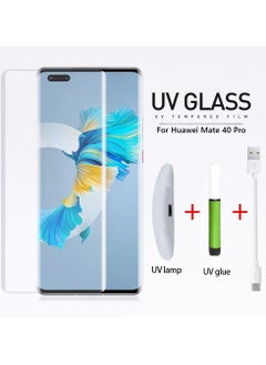 Huawei Mate 40 Pro UV Screen Protector 6D Tempered Glass 9H Adhesive Nano Liquid UV Glue Full Coverage Clear