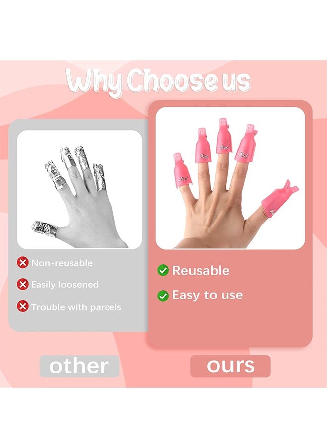 20 Pcs Gel Polish Remover Clips, Cleaner Cap Clip Reusable Toenail and Finger Gel Polish Remover Tool, Best Gel Nail Polish Remover Kit for Professional Salon (Red+Purple) - Image 3
