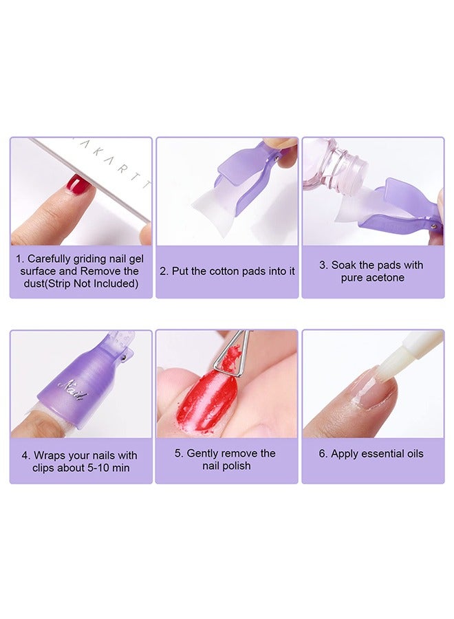 20 Pcs Gel Polish Remover Clips, Cleaner Cap Clip Reusable Toenail and Finger Gel Polish Remover Tool, Best Gel Nail Polish Remover Kit for Professional Salon (Red+Purple) - Image 5